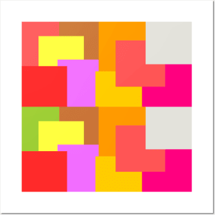 Bright colors abstract overlapping squares tiles pattern Posters and Art